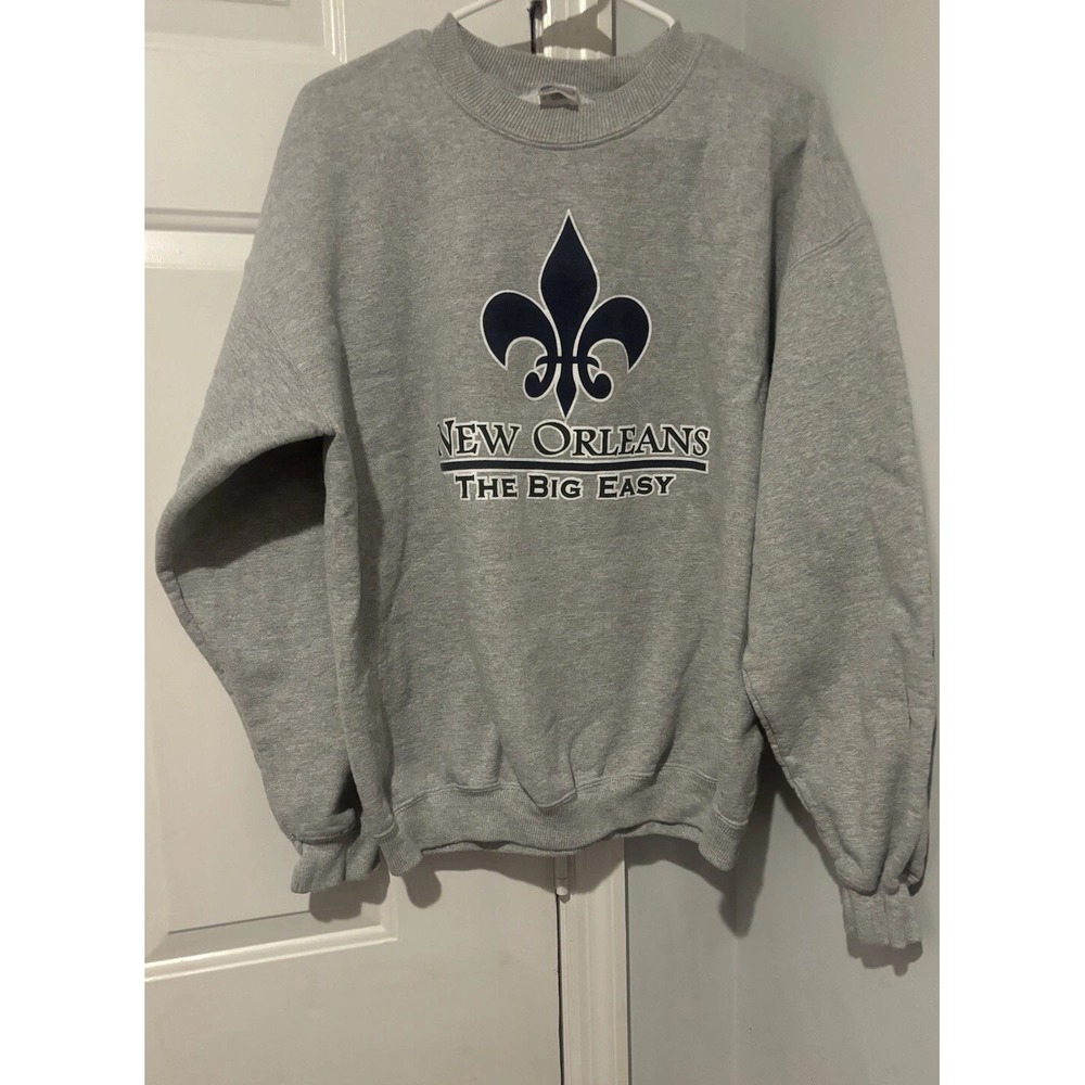 New Orleans Sweatshirt The Big Easy Louisiana‎ Men's Hoodie Women's Large Gray